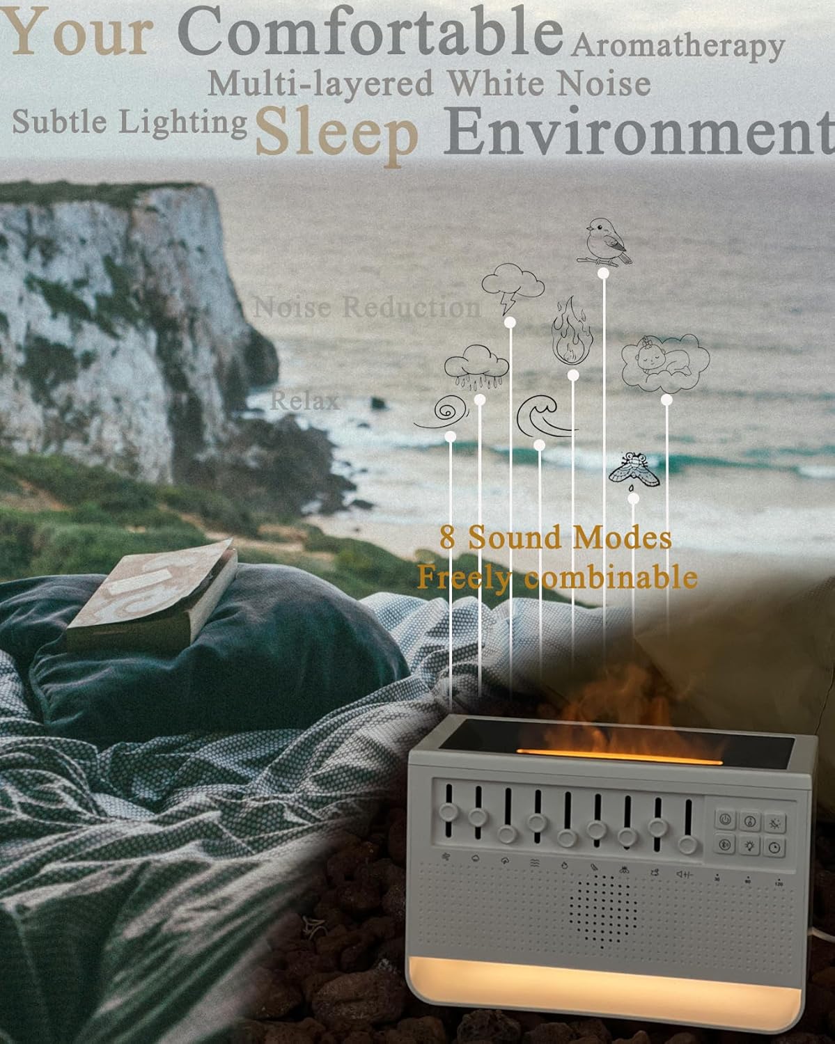 Deep Sleep Sound 4-in-1: White Noise, Lamp, Bluetooth, & Nature Sounds
